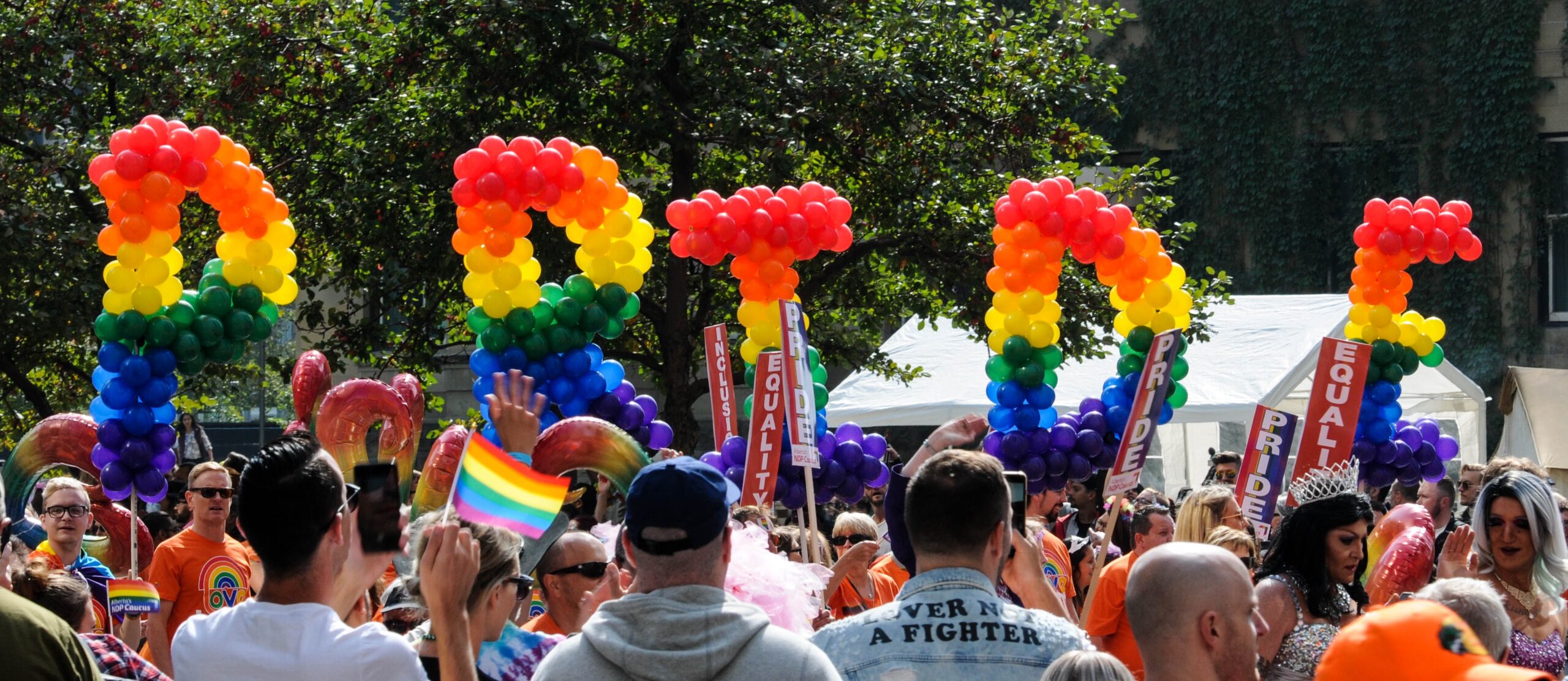 pride month rainbow balloons